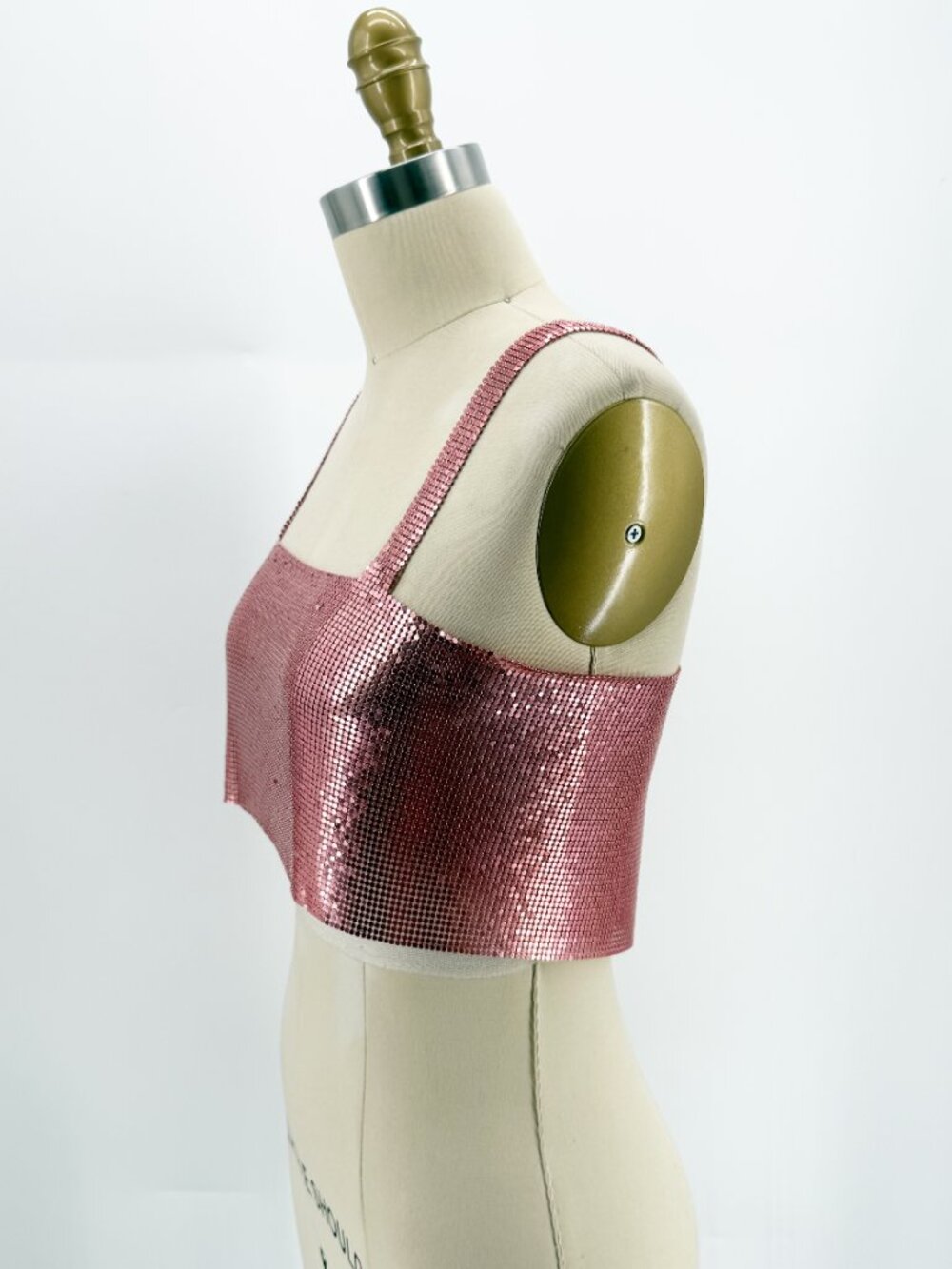 Chainmail Little Camisole Cropped PINK Barbiecore XS Disco - Picture 4 of 5